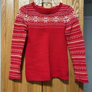 Justice very beautiful holiday ornamented red sweater S/10